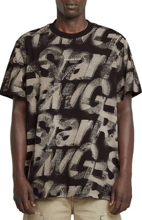 G-Star Sprayed Letters Loose Organic Cotton T-Shirt in Light Chalk Sprayed Letters at Nordstrom, Size Large