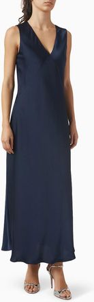 Michael Kors Satin V Neck Midi Dress