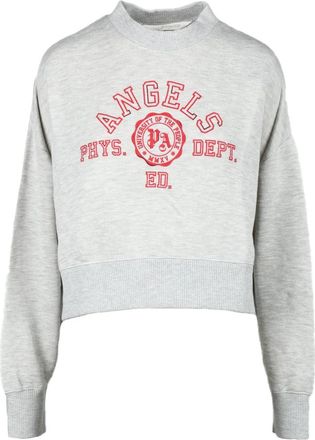 Palm Angels Cropped Grey Sweatshirt with Bold Red Emblem