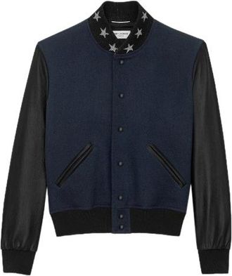 Saint Laurent Navy America Varsity Teddy Jacket Size L