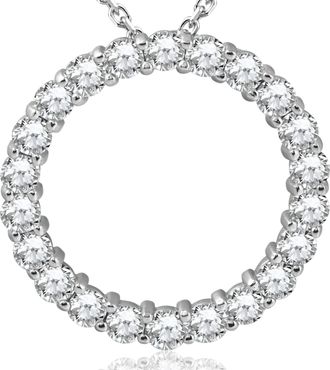 Pompeii3 5ct Diamond Circle Pendant 14K White Gold Lab Grown