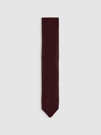 Reiss Burgundy Silk Knitted Tie