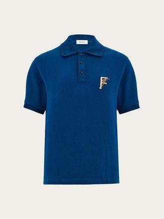 Ferragamo Blue Cotton Polo Sweater, Size XXL