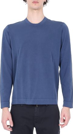 Drumohr Blue Long-Sleeve Frosted Cotton T-Shirt