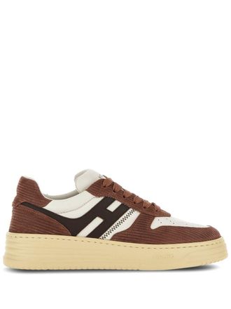 Hogan logo-patch leather sneakers - Brown