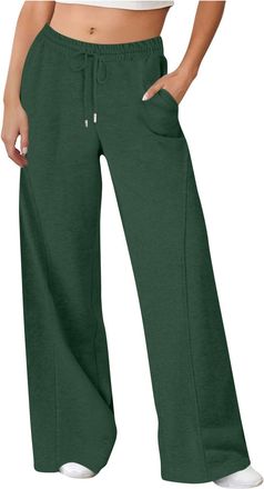 Generic Wide Leg Joggers for Women UK Women Fleece Plain Tracksuit Casual Tracksuit Bottoms Elastic Waist Drawstring Sports Trousers Wide Leg Sweatpants with 