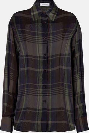 Frankie Shop Peri sheer plaid shirt