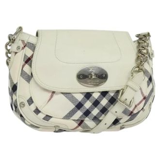 Burberry Pre-owned Canvas shoulder-bags - Dames - Pre-owned - Wit - Maat: ONE Size Leer