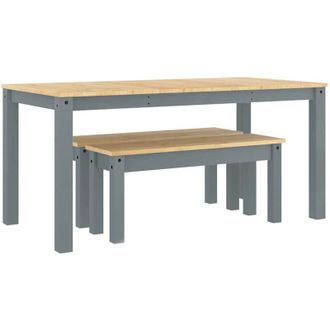 vidaXL Vidaxl - Juego De Comedor Panama 3 Pzas Madera Maciza De Pino Gris