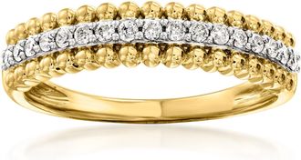 Ross-Simons Diamond Beaded-Edge Ring in 18kt Gold Over Sterling