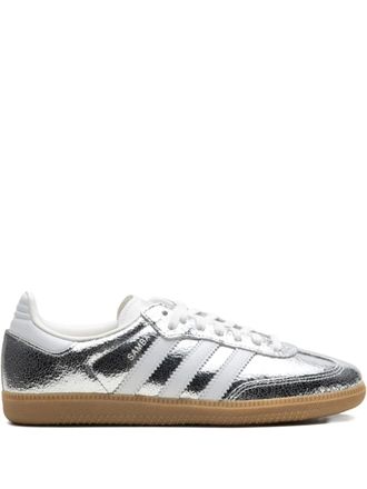 adidas Samba OG Silver Metallic Cracked Leather sneakers - women - Metallic Leather/Leather/Rubber/Fabric - 12.5