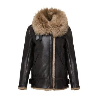 VSP Vsp, Jassen, Dames, Zwart, M, Leer, Vesna Toscana Shearling Jacket