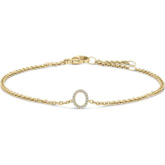 House of Brilliance 10K Gold Diamond Accent A-Z Initial Charm and Link Bracelet in Yellow | O at Nordstrom