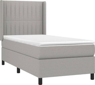 vidaXL Cama Box Spring Con Colch&oacute;n Tela Gris Claro 80x200 Cm Vidaxl
