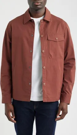 Barbour Strickland Textured Cotton Blend Overshirt in Burnt Pepper at Nordstrom, Size Xx-Large