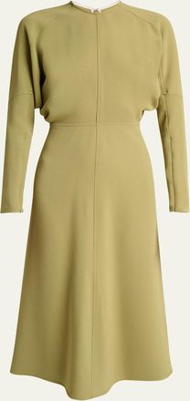 Victoria Beckham Dolman Long-Sleeve Cady Midi Dress