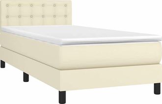 vidaXL Cama Box Spring Y Colch&oacute;n Led Cuero Sint&eacute;tico Crema 90x190 Cm Vidaxl