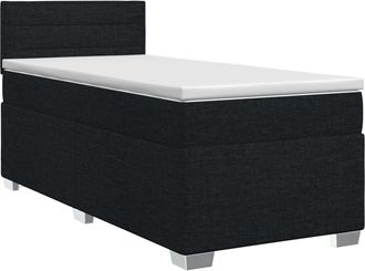 vidaXL Cama Box Spring Con Colch&oacute;n Con Cabecera Negro 90 X 190 Cm Tela Vidaxl