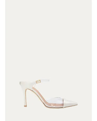 Malone Souliers 90mm Uma PVC Satin Mule Pumps