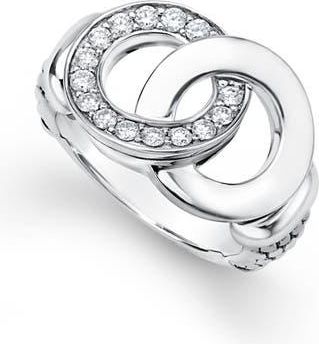 Lagos Signature Caviar Diamond Link Ring in Silver at Nordstrom, Size 7