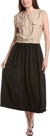 Ellen Tracy Crinkle Colorblock Dress