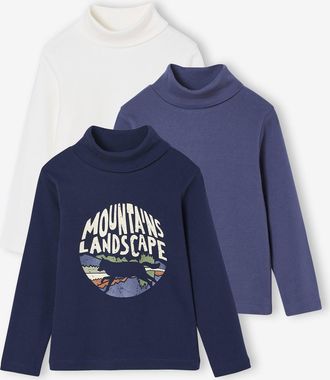 Vertbaudet 3er-Pack Jungen Rollkragenshirts marine