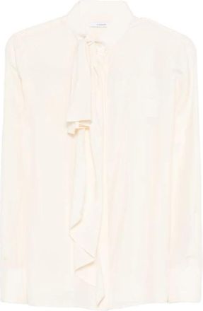 Givenchy Blouse van zijde met strikdetail - Dames - Blouses - Beige - S - Nylon - Overhemden