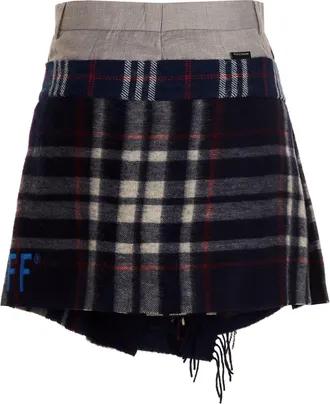 1/OFF Check Scarf Reworked Skirt - grey
