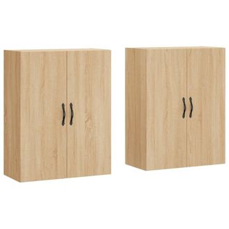 Berkfield Home Wall Mounted Cabinets 2 pcs Sonoma Oak Engineered Wood in Tan