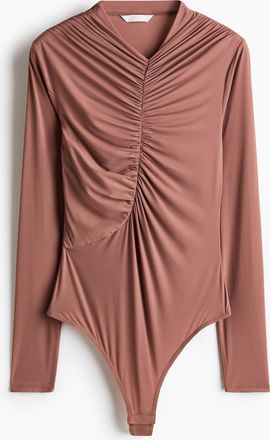 H&M Drapierter Tangabody - Dunkles Mattrosa