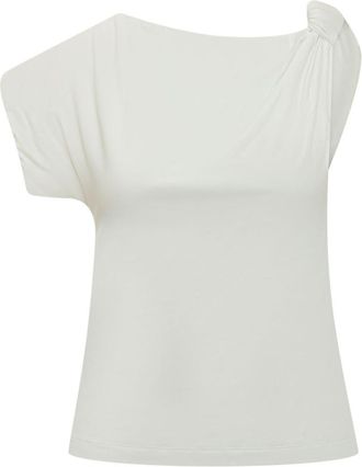 Pinko White Solid One Shoulder T-Shirt