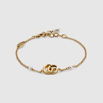 Gucci GG Marmont Chain Bracelet With Charm, Gold-toned metal, Gold-toned metal