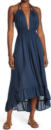 Boho Me Open Back Plunge Neck Ombr&eacute; Halter Dress in Midnight at Nordstrom Rack, Size X-Small