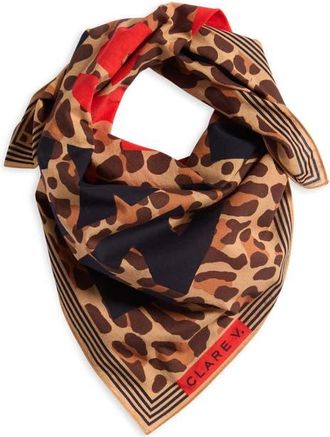 Clare Vivier Excusez Moi Square Cotton Scarf in Sand/Sand Border at Nordstrom