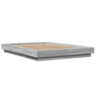 Berkfield Home Durable Bed Frame with LED Lights without Mattress Grey Sonoma 12 | Size: Small Double