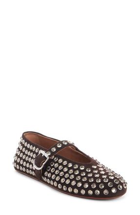 Alaia Crystal Mary Jane Ballet Flat in Brun Fonce at Nordstrom, Size 6.5Us