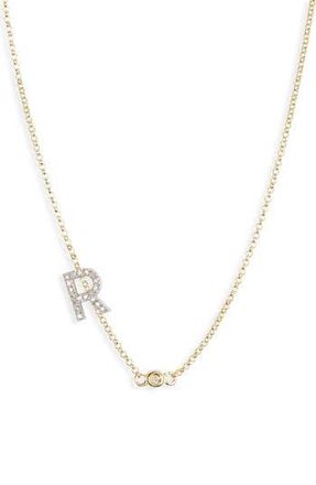 Meshmerise Bezel Diamond Initial Chain Necklace - 0.2ct. in Yellow-R at Nordstrom Rack