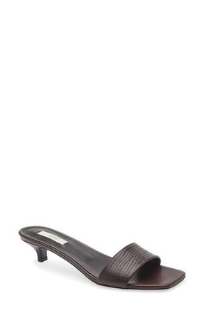 Toteme Slim Kitten Heel Lizard Embossed Slide Sandal in Brown at Nordstrom, Size 10Us