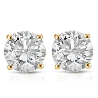Pompeii3 1 1/2 ct Round Diamond Stud Earrings in 14K Yellow Gold with Screw Backs