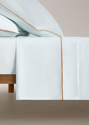 Mango Lenzuolo superiore bimbo/a percalle di cotone bordo contrasto letto 90 cm verde acqua - Home - Letto 90 cm - MANGO HOME