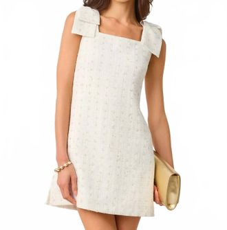 Lilly Pulitzer Anders Skirted Shift Romper In Resort White Flower Pearl Embellished Boucle