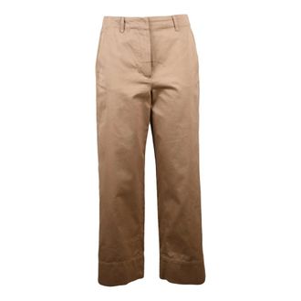 Max Mara Dames, Broeken, Beige, Maat: S Katoen