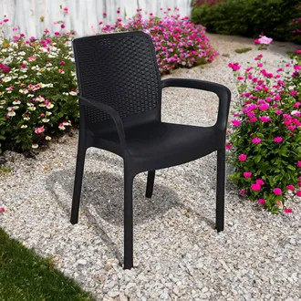 Dmora Dmora - Sillas De Jard&iacute;n Dmoll, Asiento De Jard&iacute;n, Silla Para Mesa De Comedor, Sill&oacute;n De Exterior Efecto Rat&aacute;n, 100% Made In Italy, 54x60h82 Cm, Antra