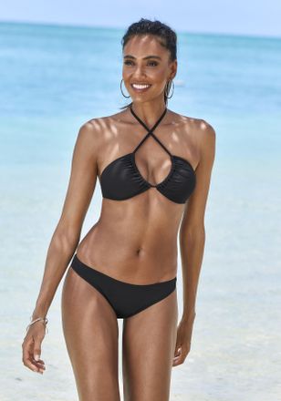 Lascana Triangel-Bikini LASCANA, Damen, Gr. 34, Cup C/D, schwarz, Microfaser, Recycling-Polyamid, unifarben, Bikini-Sets Triangel-Bikini, Multiway, in 5 Trage