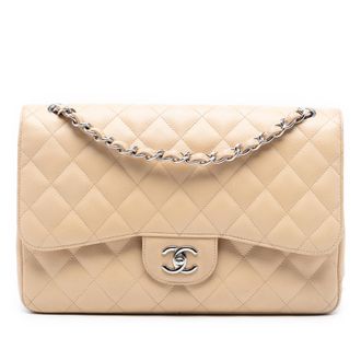 Chanel Beige Jumbo Classic Caviar Double Flap