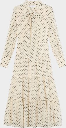 L.k. Bennett Polly Tiered Polka-Dot Midi Dress