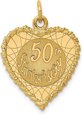 Diamond2Deal 10K Yellow Gold Happy 50th Anniversary Charm Pendant