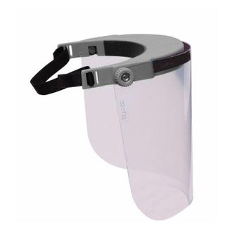 AMA Visiera grigia professionale in policarbonato trasparente 160g regolabile e riutilizzabile