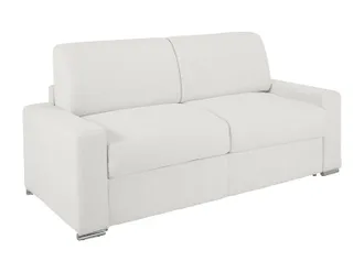 Vente-Unique Vente-unique - Divano Letto 2p. Ribalta Doghe Larghe 120cm Mater. 14cm Memory Foam - In Similpelle Bianco - Calito