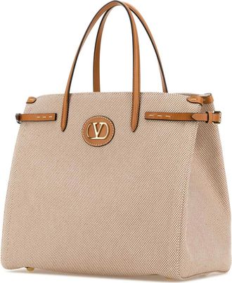 Valentino Garavani Womens Antibes Tote Beige Fabric